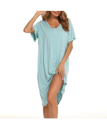 Jecarden Women's Short Sleeve Maternity Nightgown - Comfortable Modal Cotton Sleepwear in Green - Buy Online on SooperMarket.com