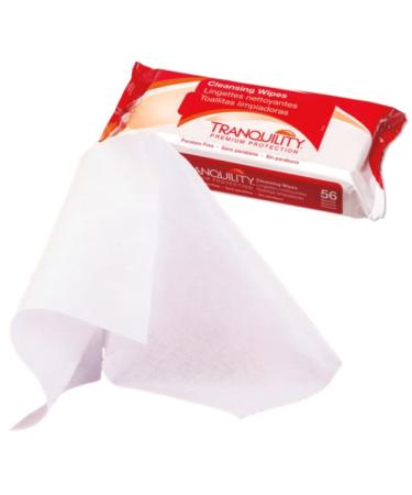 Tranquility Adult Size Disposable Cleansing Wipes 56ct Bag - Hypoallergenic, Paraben-Free, Alcohol-Free, Aloe Vera & Vitamin E Enriched - Mild Scented 9x13 - Buy Online on SooperMarket.com