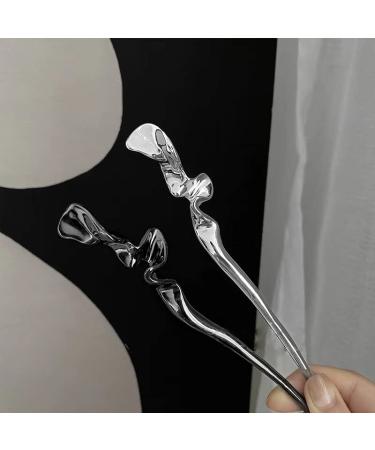 2022 Abstract Minimalist Hair Sticks Set for Women - Punk Metal Chopsticks Hairpin Accessories (2PCS) - Buy Online on SooperMarket.com