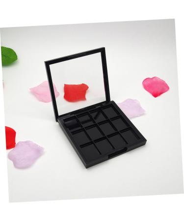 PLAFOPE 4 Pcs 12 Empty Eye Shadow Pallet Acrylic Makeup Cosmetic Pallet Empty Makeup with Mirror Black - Buy Online on SooperMarket.com