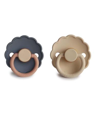 Frigg Daisy Latex Pacifier Set | 2-Pack BPA-Free Natural Rubber | Symmetrical Cherry Shape | Made in Denmark | Size 1 (0-6 Months) - Buy Online on SooperMarket.com