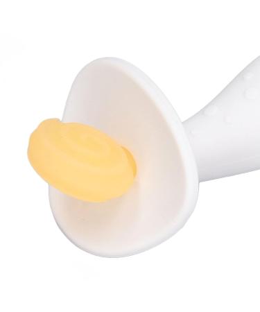Newborn Teething Toy: Large Silicone Baby Teether Stick (Yellow/White) - Easy to Clean, Textured Handle - 6-12 Months - Buy Online on SooperMarket.com
