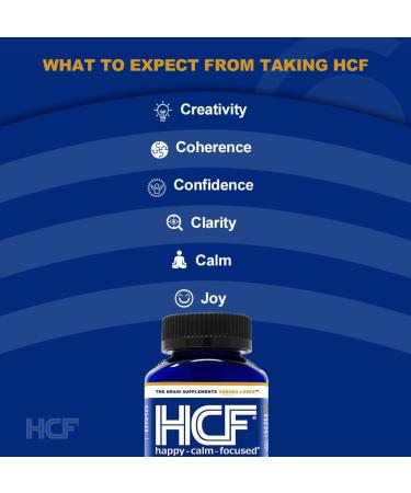 HCF Happy Calm & Focused - Natural Nootropic Brain Supplement Capsules 90 Count for Men & Women - Caffeine-Free Natural Calm & Happy Pills for Concentration Attention Support & Stress Relief - Buy Online on SooperMarket.com