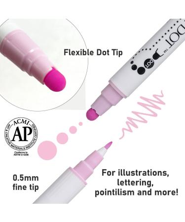 Kuretake ZIG Clean Color DOT Markers 12 Color Set - Dual Tip for Bullet Journals, Crafts, Illustration, Lettering - 0.5mm Fine Tip, Flexible Dot Tip - AP-Certified - Made in Japan - 12 Count - Buy Online on SooperMarket.com