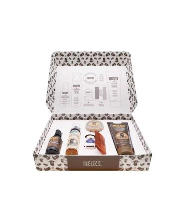 Reuzel beard care set gift set - Beard Box 6 -pc.|Bart l Bartbalsam & Beard Foam Wood & Spice Bartshampoo Bartkamm keychain
