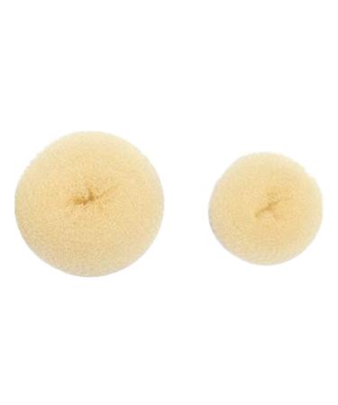 CareforYou Children Kids Girls Ballet Dance Hair Bun Donut Ring Shaper Hair Styler Maker Doughnut Former Sponge PACK OF 2 SIZES Small & Medium (Beige)