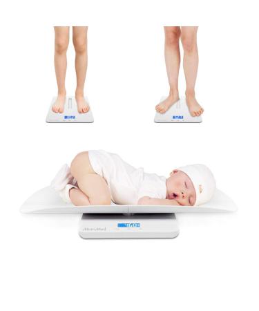MomMed Baby Scale, Multi-Function Toddler Scale, Baby Scale Digital, Pet Scale, Infant Scale with Hold Function, Blue Backlight, Weight and Height Track (24 inch)