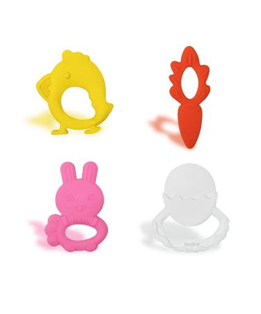 Anditoy Silicone 4 Pack Easter Teething Toys My First Easter Teether for 3-12 Months Baby Toddlers Easter Basket Stuffers Gifts