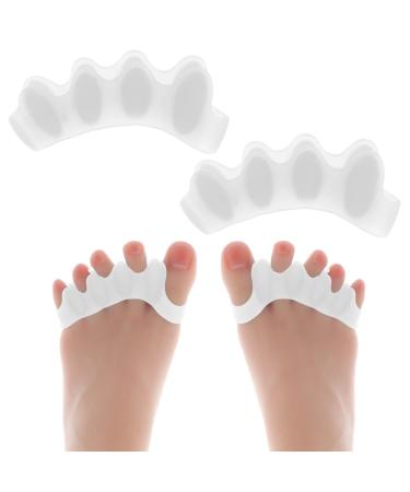 WLLHYF Gel Toe Separator Toe Spacers Soft Gel Pedicure Kit Bunion Corrector Hammer Toe Straightener Toe Corrector for Men Women Toenail Polish Grooming (White)
