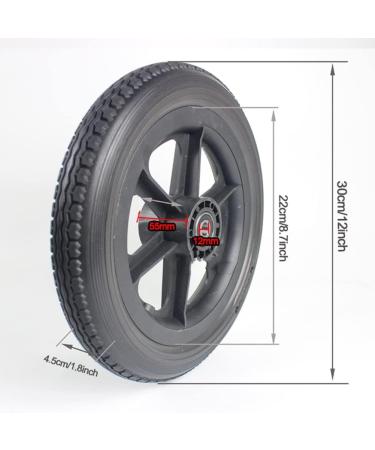 Wheelchair Front Wheel 1 Pair Solid Wheels Replacement for Wheelchair 12 X 2 Non-Pneumatic Wheelchair Rear Wheels Assembly 12Inch (30Cm) Front Wheel with 12Mm Bearing/Gray(Black) - Buy Online on SooperMarket.com