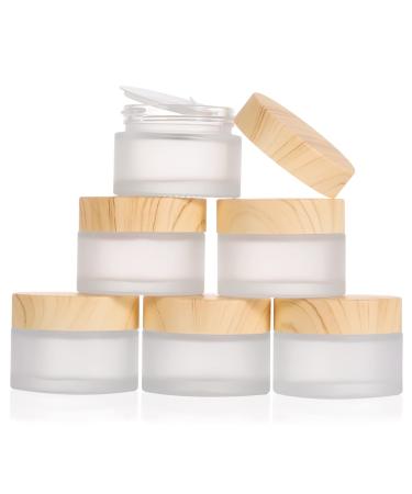 6 pieces of glass jaws 30ml empty cans cream container small doses with cover made of wood grain matted glass intellers used for cosmetics lip balm lotions creams sampling travel containers 6 x 30ml