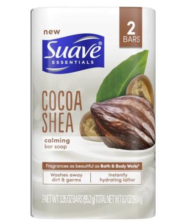 Suave Essentials Cocoa Shea Calming Bar Soap 2 count bars