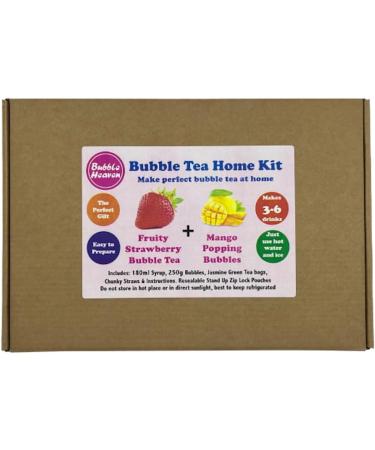 Fruity Strawberry with Mango Popping Bobas Bubble Tea Kit 3 to 6 Drinks Strawberry and Mango - Buy Online on SooperMarket.com