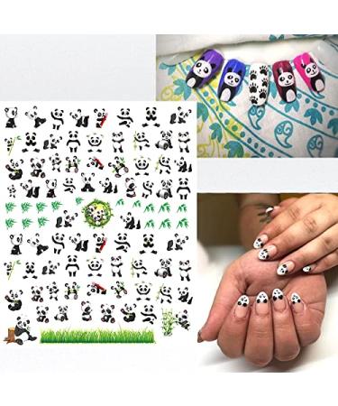 Panda Nail Stickers Decal - 5 Sheets 3D Self-Adhesive Cute Cartoon Nail Art Supplies for Women, Kids & Girls - Designer Manicure DIY Decorations - Buy Online on SooperMarket.com