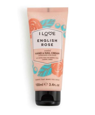 I Love English Rose Scented Hand & Nail Cream - Vegan 93% Naturally Derived with Shea Butter & Coconut Oil - Nourishing Skin - 100ml - Buy Online on SooperMarket.com