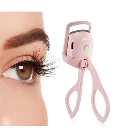 Heated Eyelash Curler Electric Heated Lash Curler Rechargeable Rapid Heat-up Long-Lasting Curls with Sensing Heating Silicone Pad(Pink)