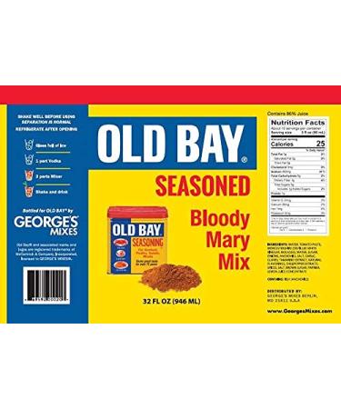 Old Bay Seasoned Bloody Mary Drink Mix - Gluten Free, All Natural, Low Sugar, Low Calorie - 32 oz (Case of 2) - Buy Online on SooperMarket.com