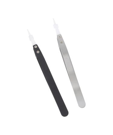 Fomiyes 2st tweezers made of ceramic tweezers with ceramic tip tweezers with fine pointed pointed eyebrow tweezers made of stainless steel pointed tweezers antistatic coil Miss Miss -free steel steel