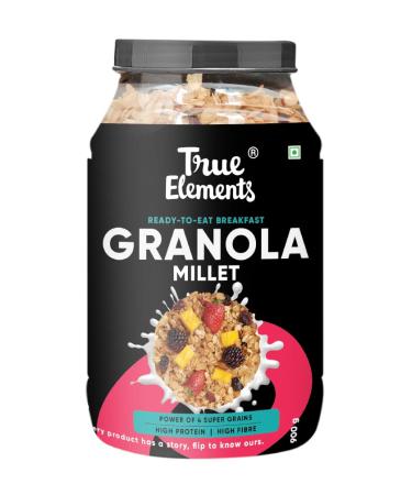 True Elements Millet Granola 31.74 Oz - with 21% Millets like Jowar Flakes & Bajra Flakes | Granola for Breakfast | Healthy Food