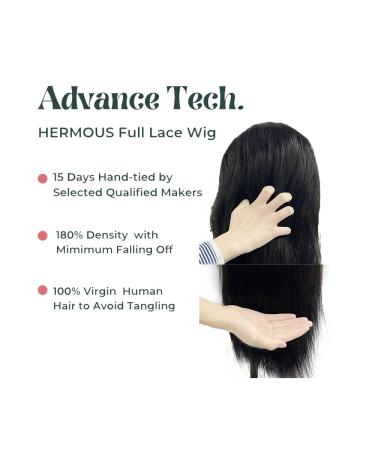 Hermoous 10 Inch Full Lace Human Hair Wig - Straight Brazilian Virgin Remy Hair, 180% Density, Natural Black, Pre Plucked & Handmade - Buy Online on SooperMarket.com