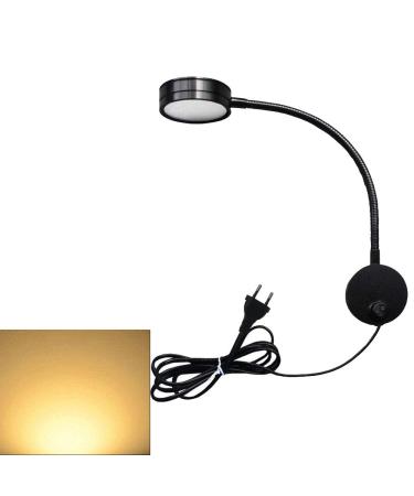 Youngine EU plug reading lamp flexible 5W LED reading lamp with on/off switch and connector swan neck bedside light for bedroom office hotel 3000k (black and warm white)