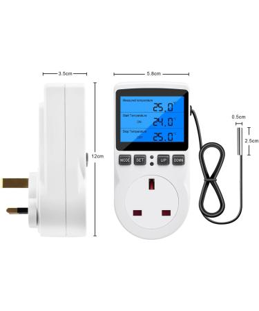 Diymore 220V Digital Temperature Controller Thermostat with Backlight LCD Screen - Ideal for Greenhouse, Farm, and Terrarium - Buy Online on SooperMarket.com