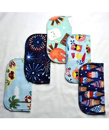 Summertime Fun Set of 5 1 Ply Printed Flannel Little Wipes - 8x8 Inches - Buy Online on SooperMarket.com