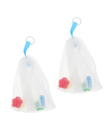 Healeved 8 Pcs Foaming Net Foam Soap Body Exfoliator Soap Sack Saver Pouch Net Bag for Soap Pe White