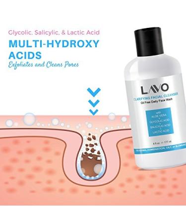 Buy LAVO Glycolic Acid Face Wash - Exfoliate Acne Blackheads & Clogged Pores | For Oily & Combination Skin - Buy Online on SooperMarket.com