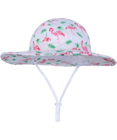 LANGZHEN Baby Girls Beach Sun Hat with Chin Strap, Flamingo Buff, 6-12 Months - Buy Online on SooperMarket.com