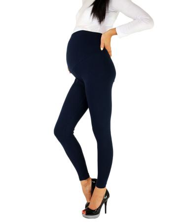 FUTURO FASHION Womens Maternity Leggings Full Ankle Length Cotton Leggings Comfortable Maternity Leggings for Ladies Soft Pregnancy Pants Belly Support Size 8-22 16 Navy