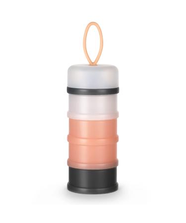 Vicloon Baby Milk Powder Dispenser Portable 4 Layers 120ml per Layer Translucent compartments Kids Baby Storage Container Stackable Pots Milk Powder Dispenser & Snack Storage Container Gray & Pink