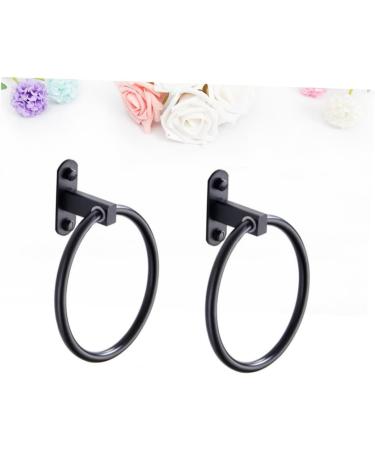 OSALADI 2pcs Ring Punch Hanging Holder Home Rack Aluminum Round Bathroom Space for Black Towel - Buy Online on SooperMarket.com