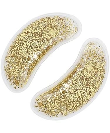 Hot Cold Therapy Eye Gel Bag - Reduce Dark Circles & Swelling | Reusable Cooling Mask | Glitter Golden Design - Buy Online on SooperMarket.com