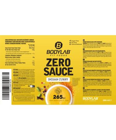 BODYLAB24 Zero Sauce Indian Curry 265ml - Low-Calorie Fat & Sugar Reduced Sauce for Healthy Meals - Ideal for Every Diet - Buy Online on SooperMarket.com
