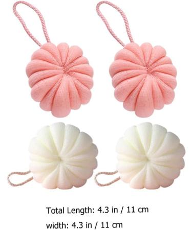 OSALADI 4pcs Pumpkin Bath Flowers - Exfoliating Shower Pouf Loofah & Bath Sponge for Toddlers - Portable Bath Ball & Body Scrubber - Buy Online on SooperMarket.com