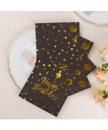40 Black & Gold Birthday Napkins for Girls - 33x33cm Paper Party Decor - International Shipping - Buy Online on SooperMarket.com