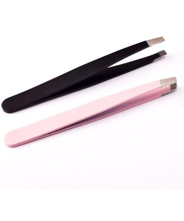Buy Jojomis Professional Slant Tip Eyebrow Tweezers - Stainless Steel Makeup Tool 2 Pack | International Shipping Available - Buy Online on SooperMarket.com