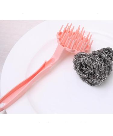 kesurpae ABS Steel Wire Cleaning Brush Portable Long Handle Washable Reusable Household Kitchen Cooking Bench Plate Brushes Purple - Buy Online on SooperMarket.com