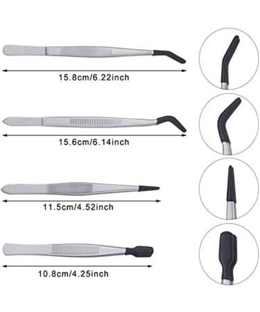 Sadkyer 4-Piece Rubber Coated Tweezers Set | Fine Tip & Flat Tip Epilator Pliers for Precision | Ideal for Beauty & Personal Care - Buy Online on SooperMarket.com