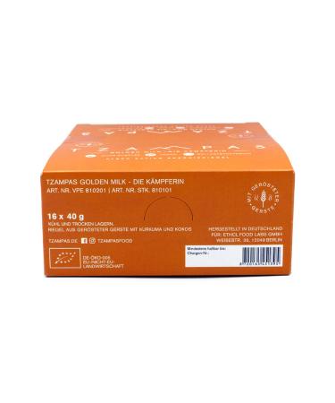 TZAMPAS Clean Eating Energy Bar Golden Milk - The Fighter (16 x 40g) | Organic Vegan No Additives with Coconut & Turmeric - Buy Online on SooperMarket.com