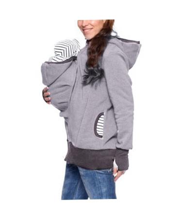 SouiWuzi Maternity Baby Carrier Hoodie Women Baby Wearing Kangaroo Jacket Coat Sweatshirt Maternity Baby Wearing Jacket Gray
