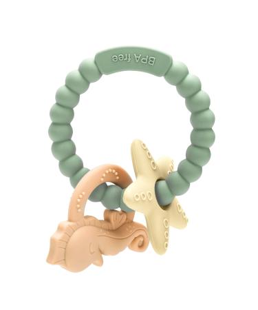 Cldy bite ring for babies baby biting toys bite ring key baby marine bracelet bite ring bite ring made of silicone bpa-free stimulating and massaging wound gums from 3 months of ocean green