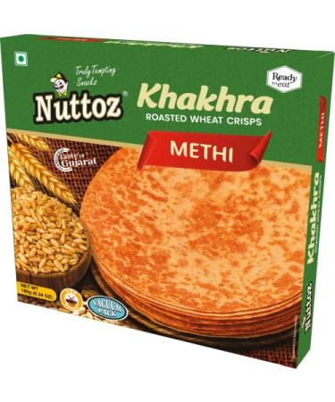 PureGro Nuttoz METHI Khakhra 180g ROASTED WHEAT CRISPS 180.00 g (Pack of 1)