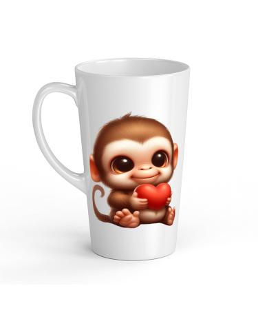 White Ceramic Baby Monkey Mug - Large 483 ml Perfect for Hot Chocolate or Milk Fun and Easy to Use