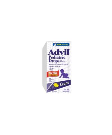 Advil Dye-Free Pediatric Drops Fever and Pain Reliever for Infants Grape Flavour 24 mL 24 ml (Pack of 1) Grape