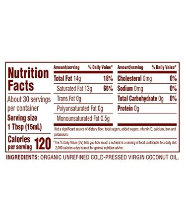 Nutiva Organic Cold-Pressed Virgin Coconut Oil 15 Fl Oz - USDA Organic, Non-GMO, Vegan, Keto & Whole30 Approved - Buy Online on SooperMarket.com