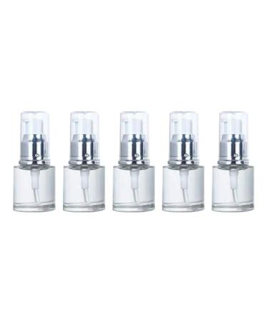Hemoton 5pcs Empty Mini Glass Pump Bottle Refillable Perfume Essential Oil Dispenser Pump Bottles for Travel Home 20ml (Silver)