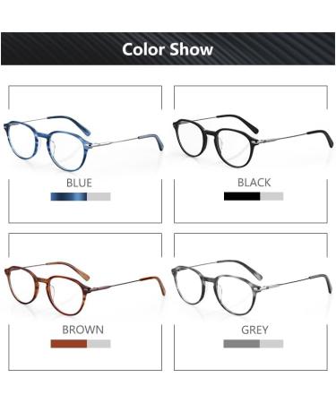 ZENOTTIC Vintage Round Glasses Frame - Retro Clear Lens Nerd Glasses for Men & Women | C11 Blue - International Shipping Available - Buy Online on SooperMarket.com