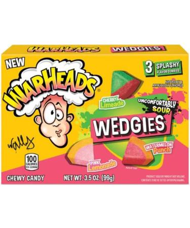 Warheads Wedgies (99g) 3 Splashy Flavor Combos | Cherry Limeade Pink Lemonade Watermelon Punch | Uncomfortably Sour Chewy Candy Treats from America! Sold by Swiss+